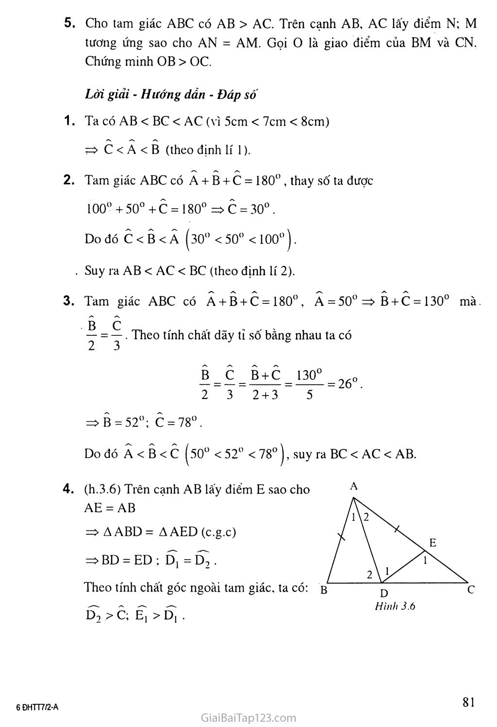 Bài 1. Quan hệ giữa góc và cạnh đối diện trong một tam giác trang 5