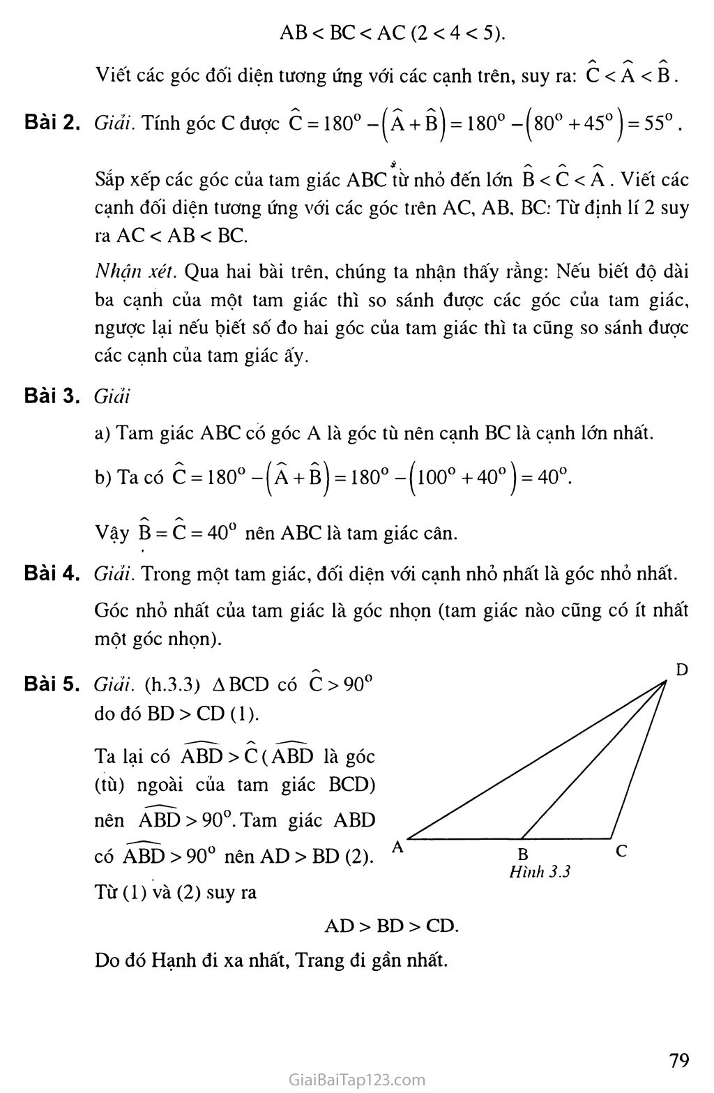 Bài 1. Quan hệ giữa góc và cạnh đối diện trong một tam giác trang 3