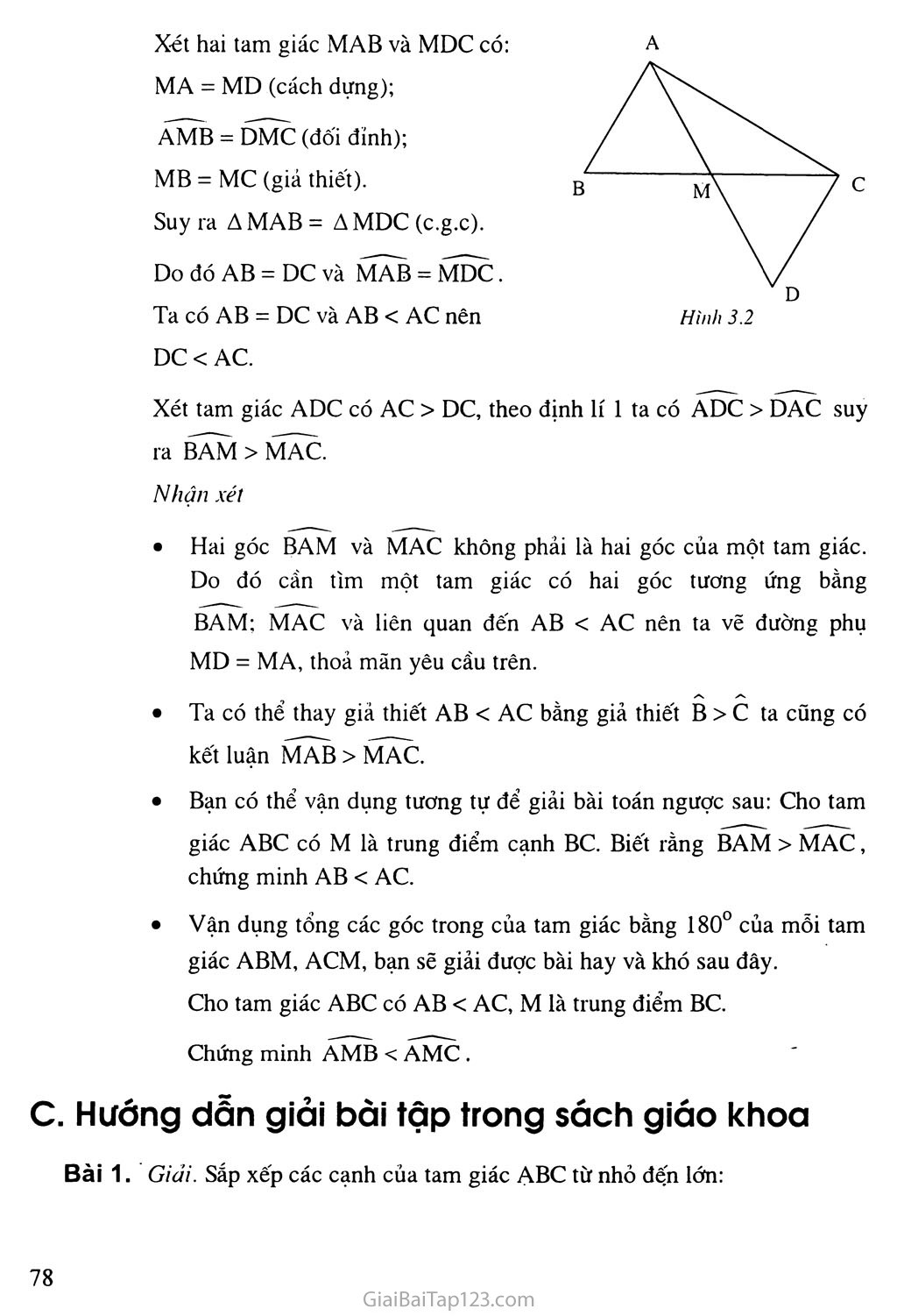 Bài 1. Quan hệ giữa góc và cạnh đối diện trong một tam giác trang 2