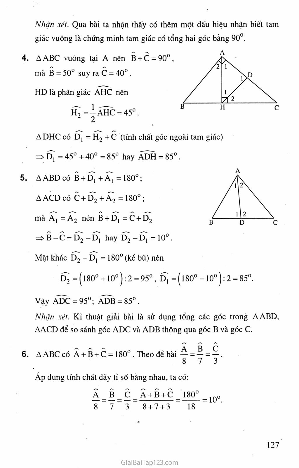 Bài 1. Tổng ba góc của một tam giác trang 7