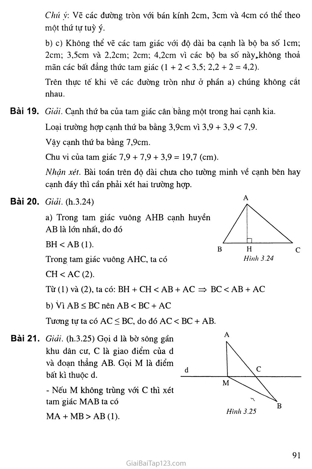 Bài 3. Quan hệ giữa ba cạnh của một tam giác. Bất đẳng thức tam giác trang 4