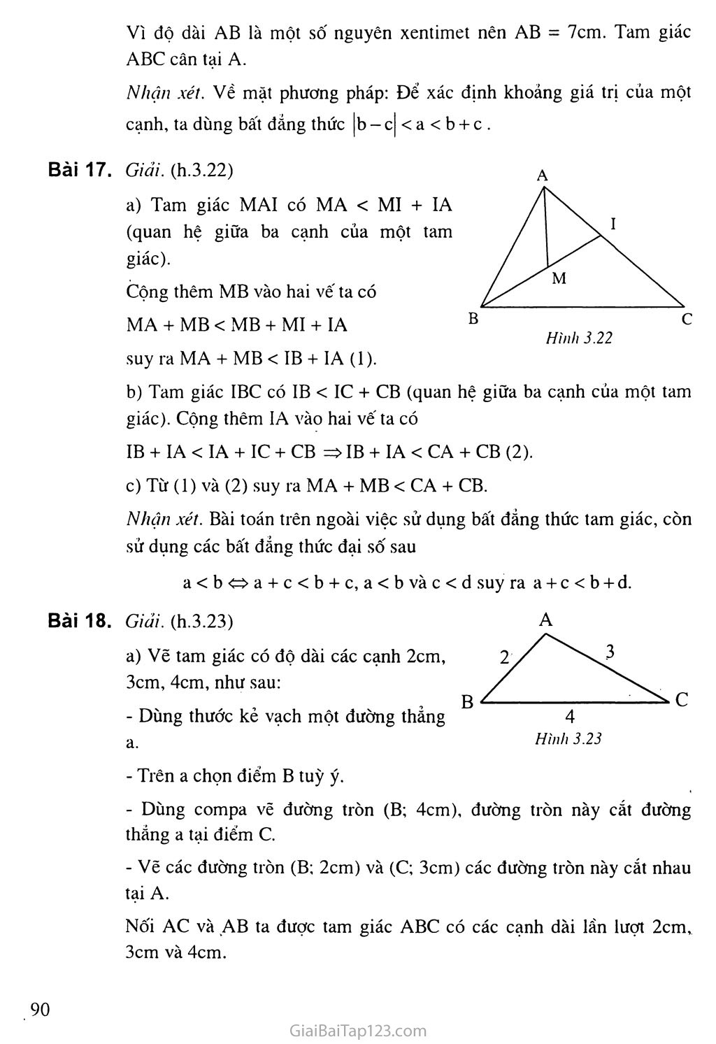 Bài 3. Quan hệ giữa ba cạnh của một tam giác. Bất đẳng thức tam giác trang 3