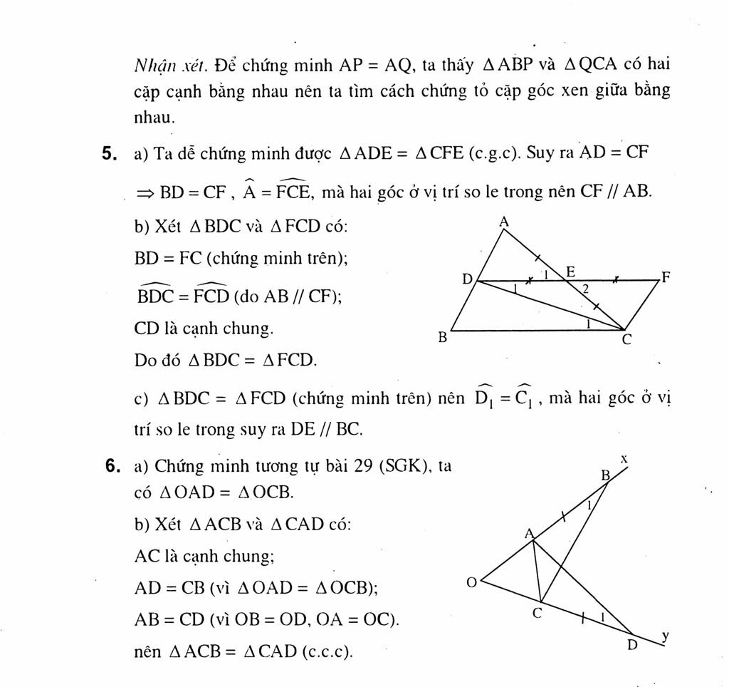 Bài 4. Trường hợp bằng nhau thứ hai của tam giác: cạnh - góc - cạnh (c.g.c) trang 8