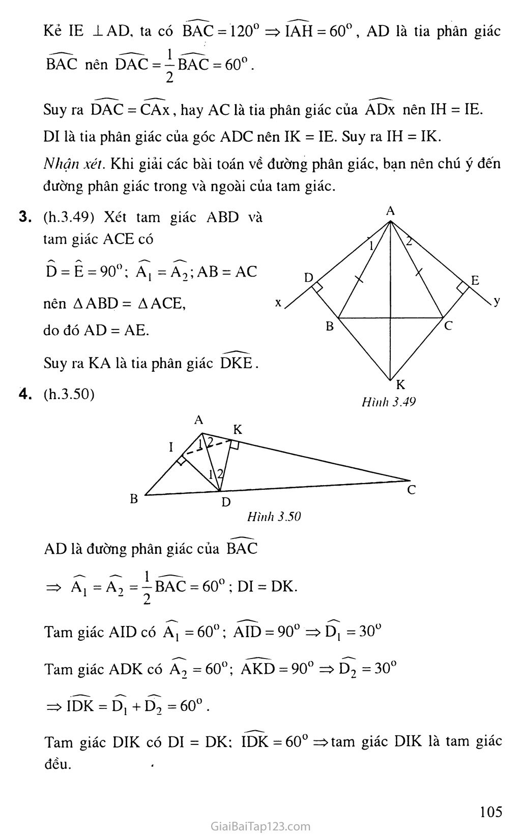 Giải toán 7 Bài 5. Tính chất tia phân giác của một góc