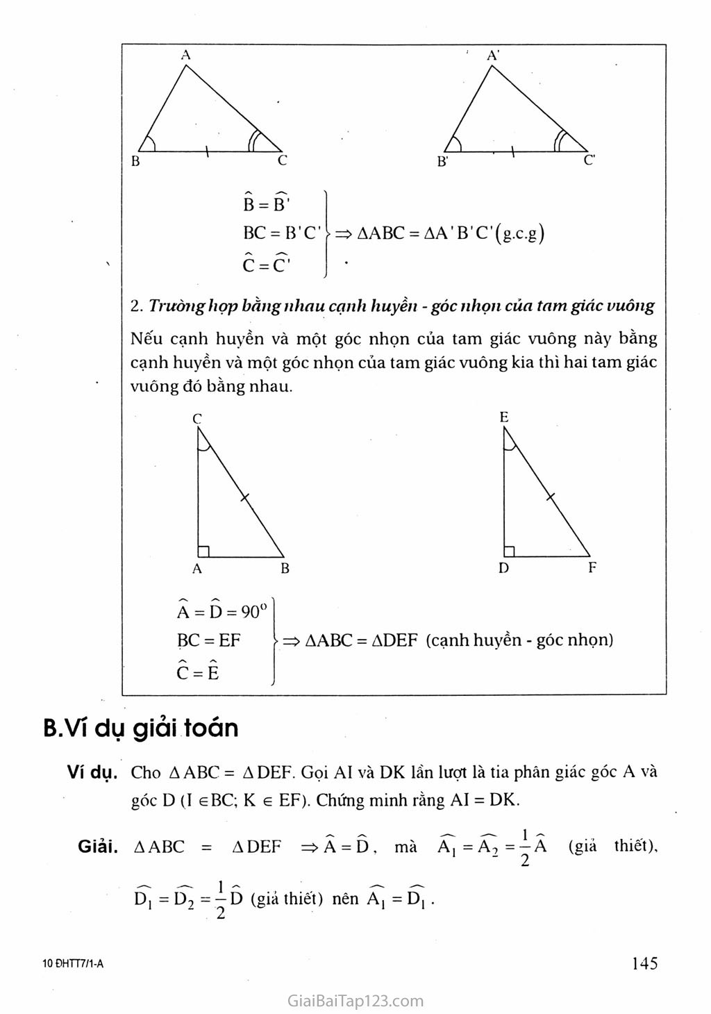 Bài 5. Trường hợp bằng nhau thứ ba của tam giác: góc - cạnh - góc (g.c.g) trang 2