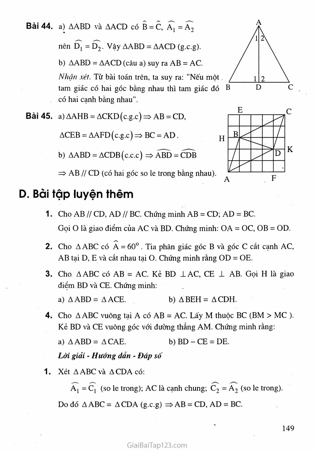 Bài 5. Trường hợp bằng nhau thứ ba của tam giác: góc - cạnh - góc (g.c.g) trang 6
