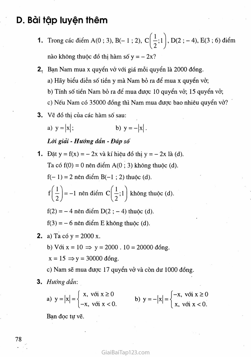 Bài 7. Đồ thị của hàm số y= ax (a ≠ 0) trang 4