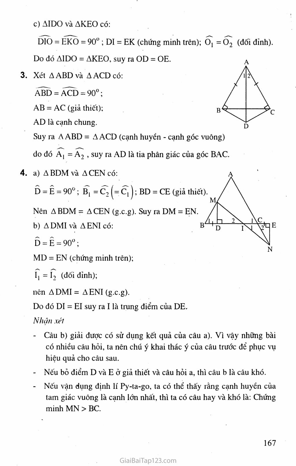 Bài 8. Các trường hợp bằng nhau của tam giác vuông trang 5