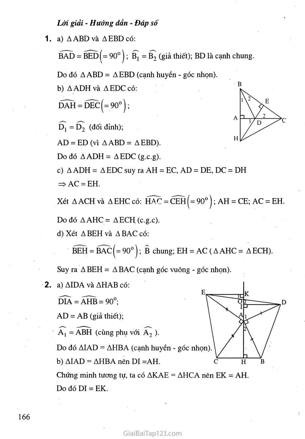 Bài 8. Các trường hợp bằng nhau của tam giác vuông trang 4