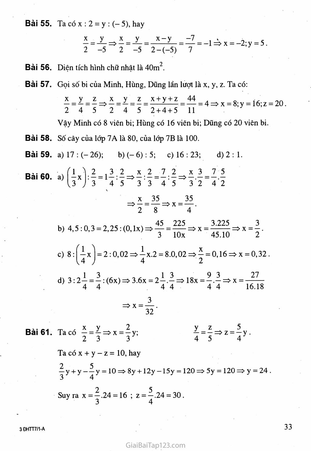 Bài 8. Tính chất của dãy tỉ số bằng nhau trang 3