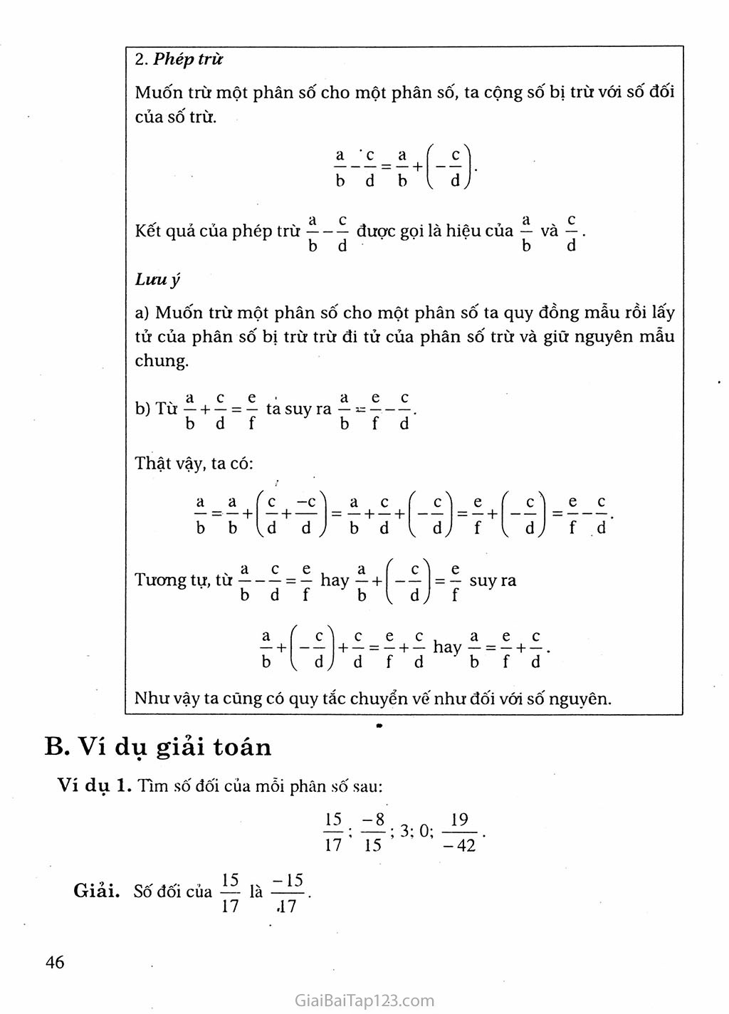 Bài 9. Phép trừ phân số trang 2 Bài 9. Phép trừ phân số trang 2