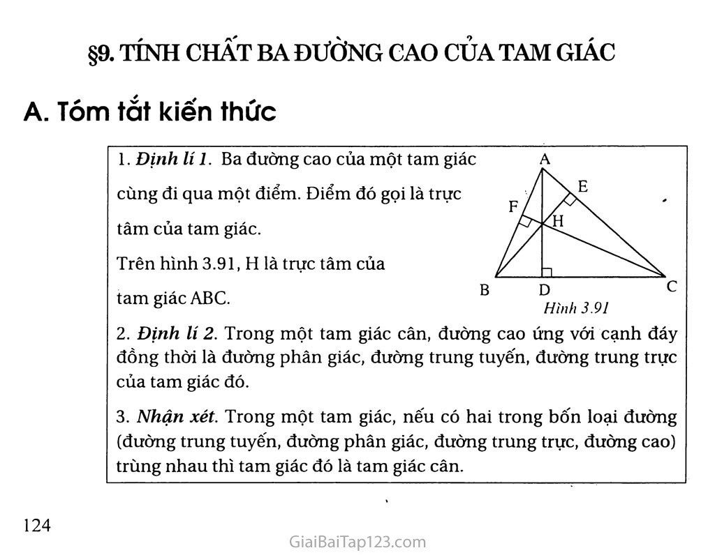 Bài 9. Tính chất ba đường cao của tam giác trang 1