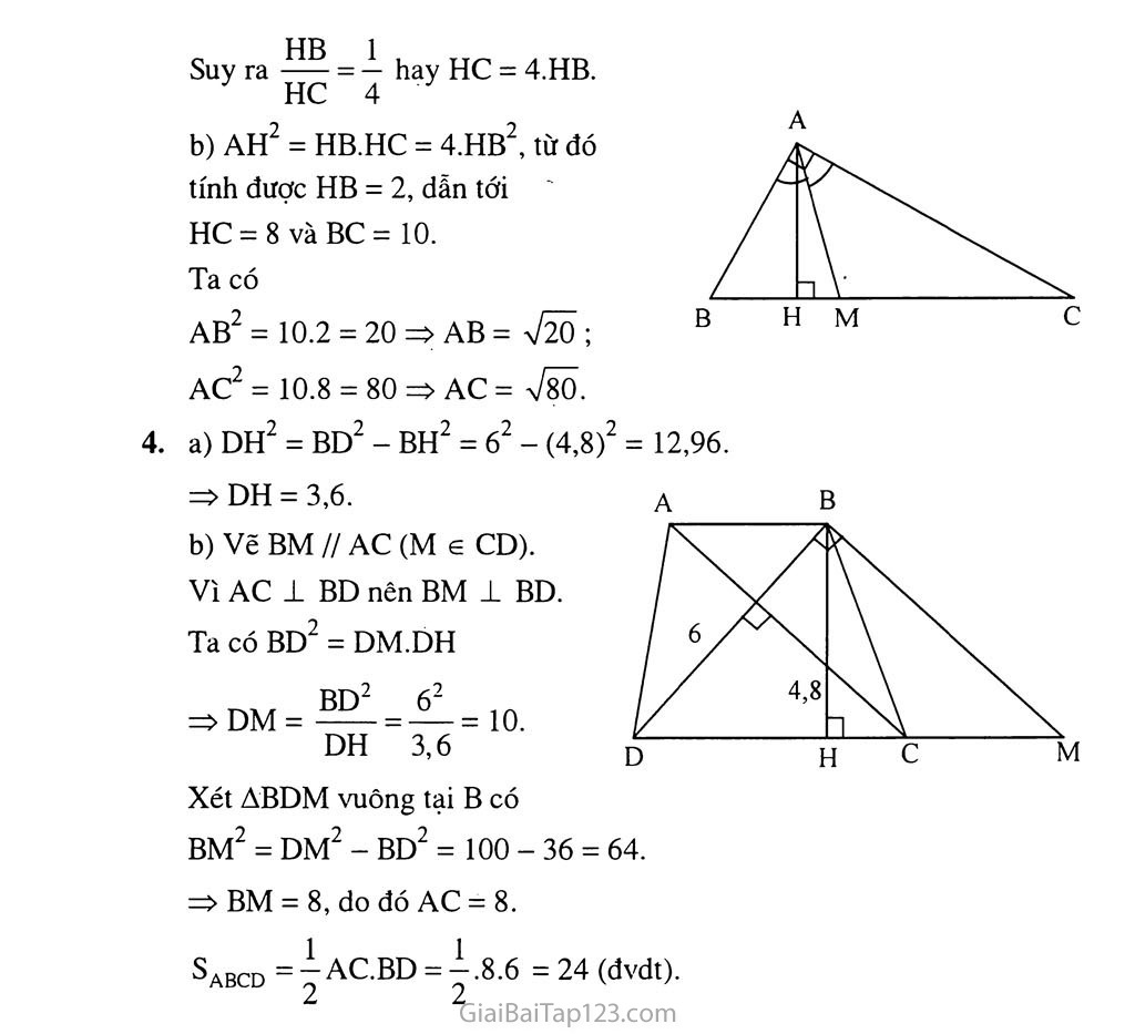 Bài 1. Một số hệ thức về cạnh và đường cao trong tam giác vuông trang 6