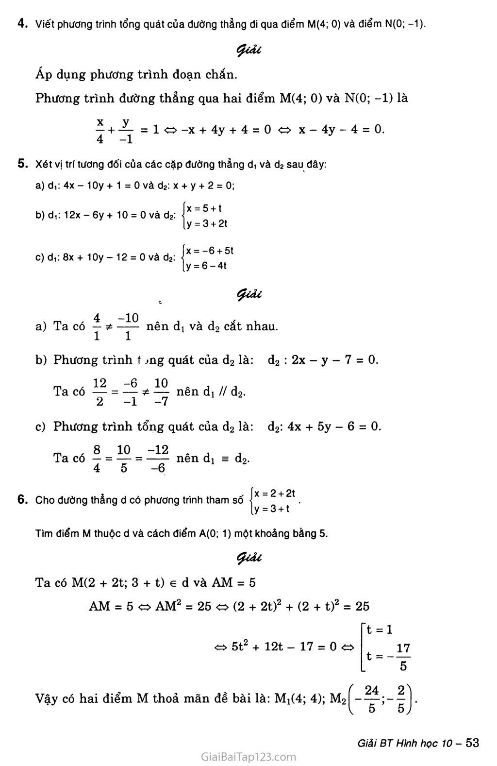Bài 1. Phương trình đường thẳng trang 4