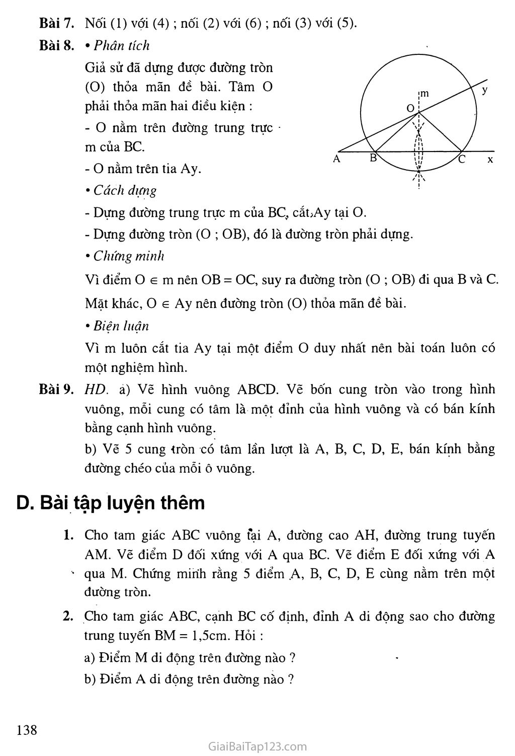 Bài 1. Sự xác định đường tròn. Tính chất đối xứng của đường tròn trang 4