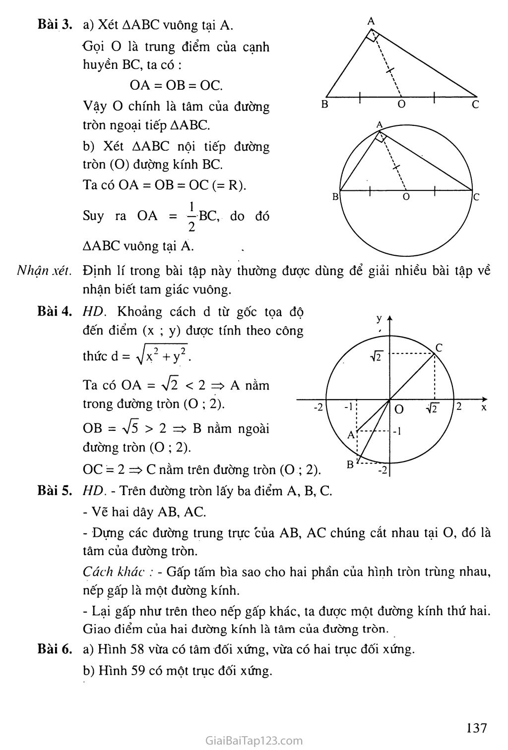 Bài 1. Sự xác định đường tròn. Tính chất đối xứng của đường tròn trang 3