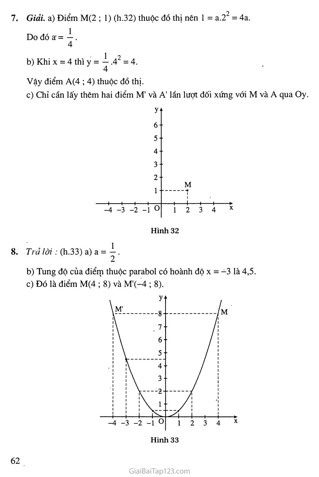 Bài 2. Đồ thị hàm số y = ax2 (a ≠ 0) trang 5