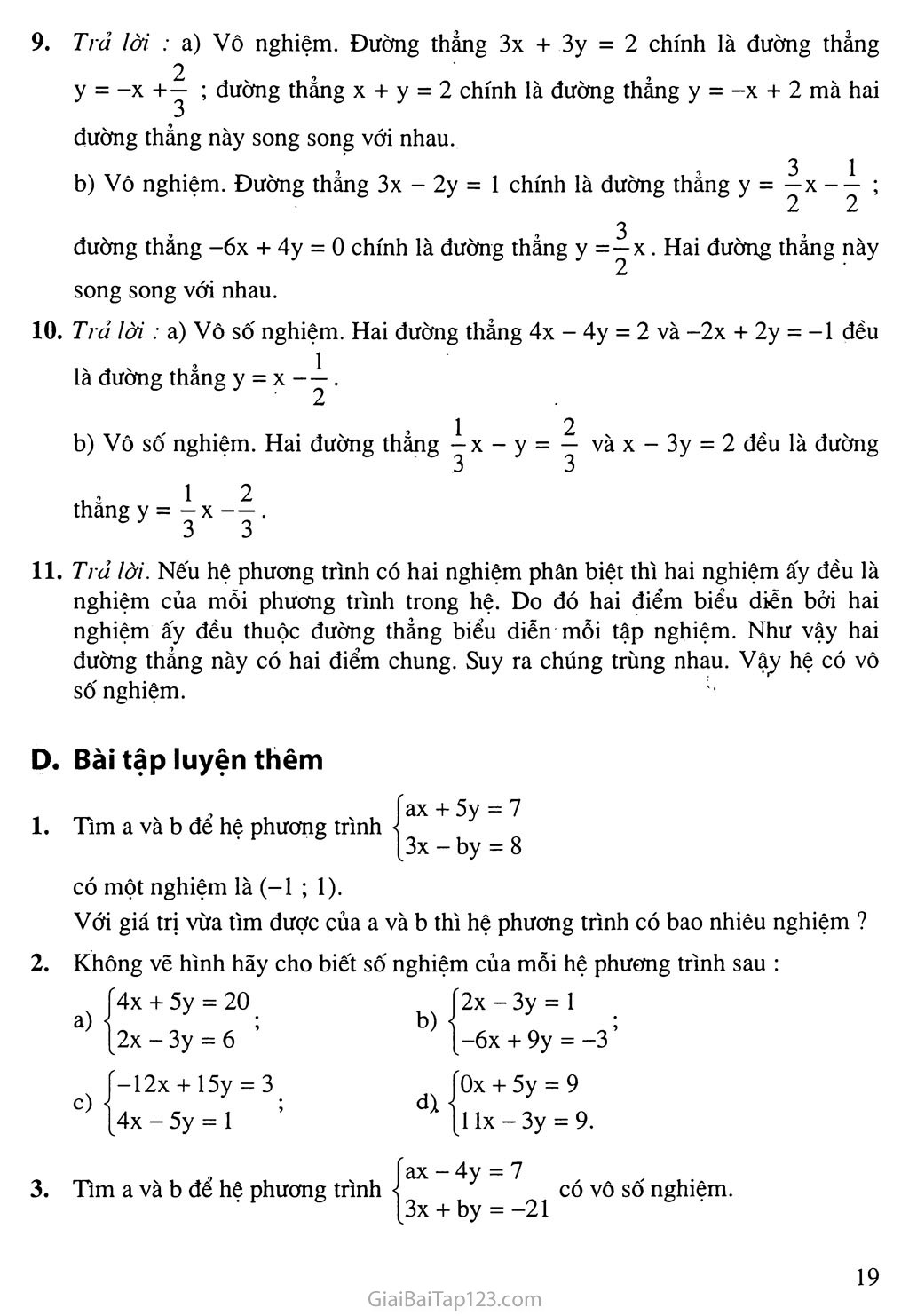 Bài 2. Hệ hai phương trình bậc nhất hai ẩn trang 7