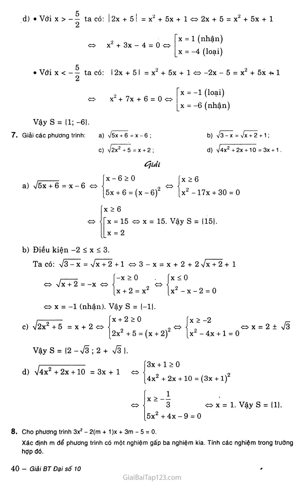 Bài 2. Phương trình quy về phương trình bậc nhất, phương trình bậc hai trang 5