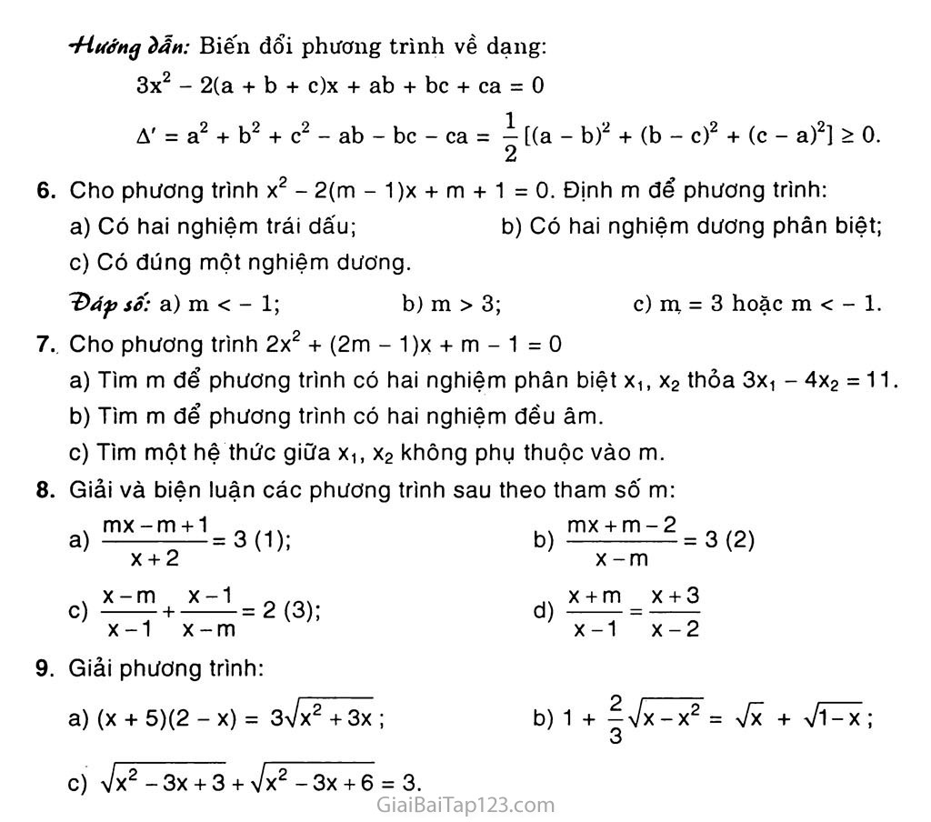 Bài 2. Phương trình quy về phương trình bậc nhất, phương trình bậc hai trang 7