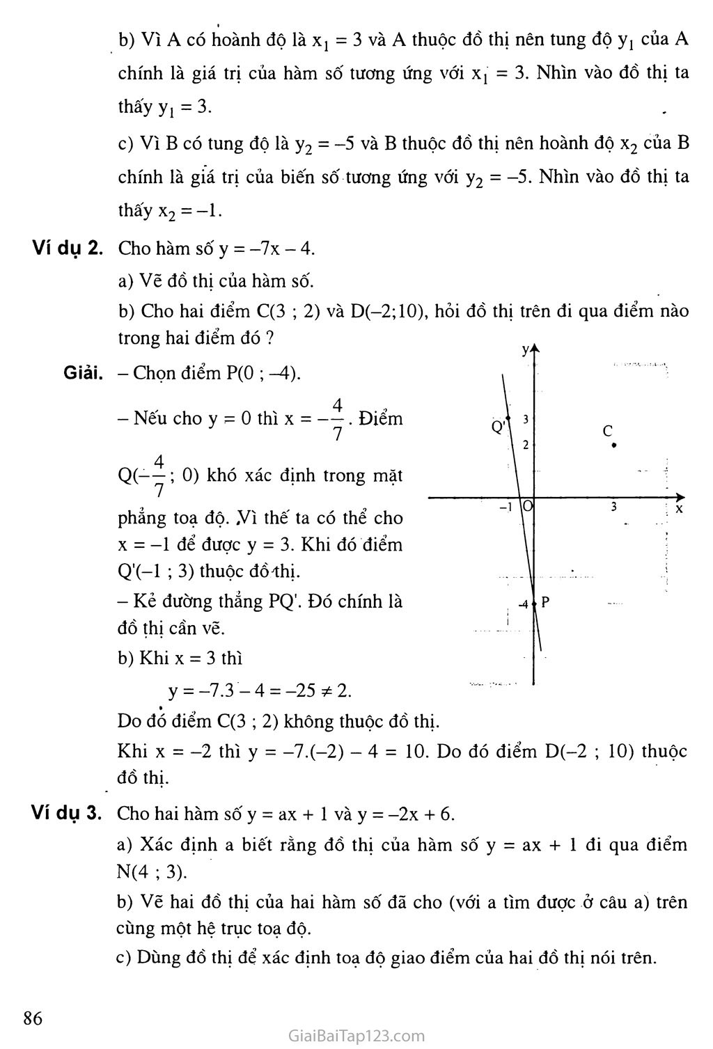 Bài 3. Đồ thị của hàm số y = ax + b (a khác 0) trang 3