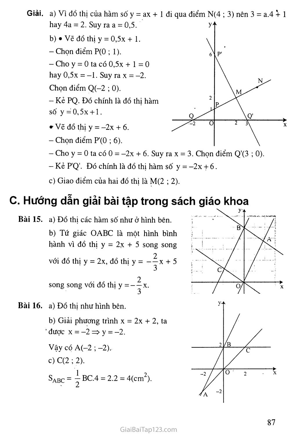 Bài 3. Đồ thị của hàm số y = ax + b (a khác 0) trang 4