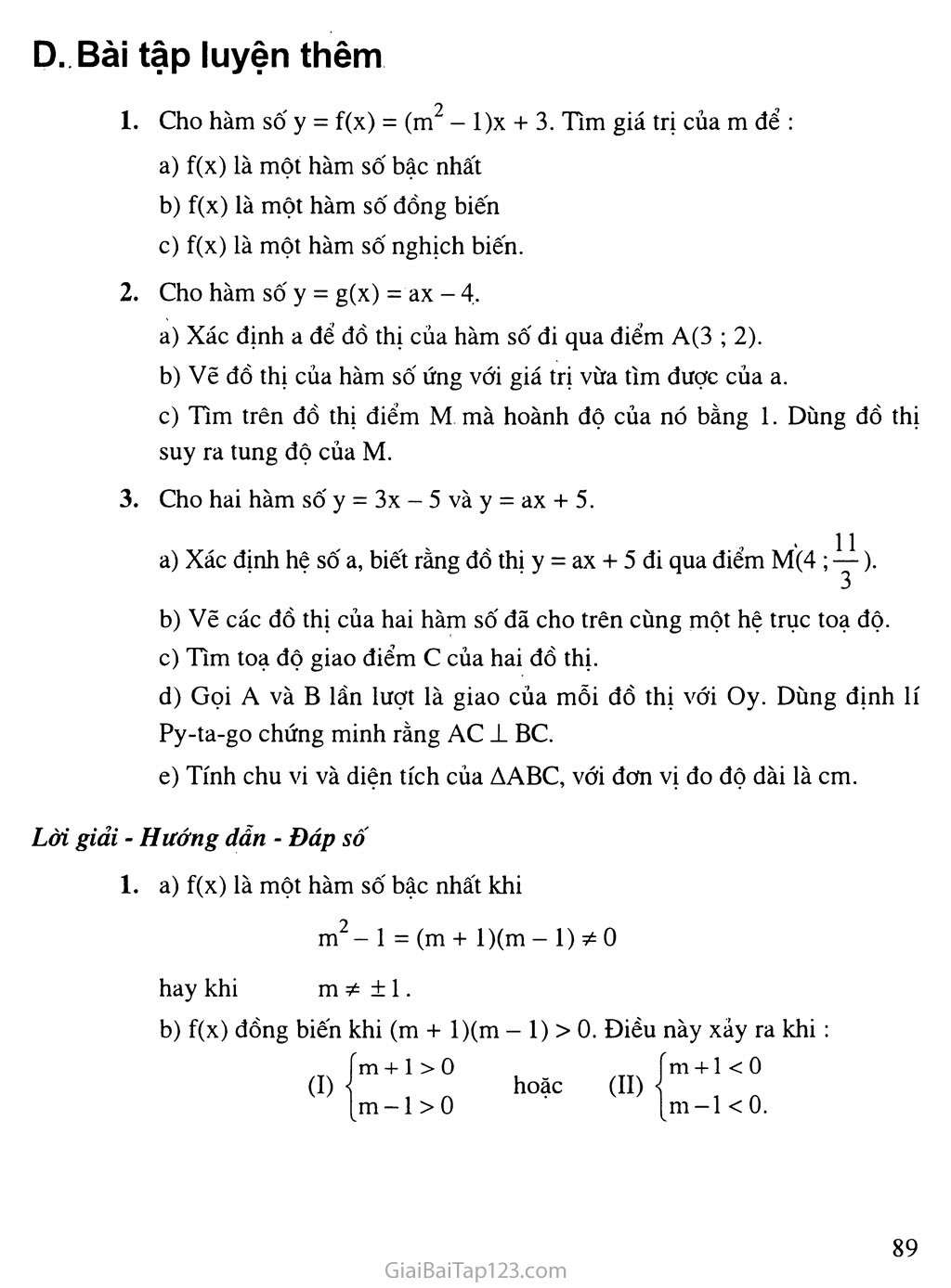 Bài 3. Đồ thị của hàm số y = ax + b (a khác 0) trang 6