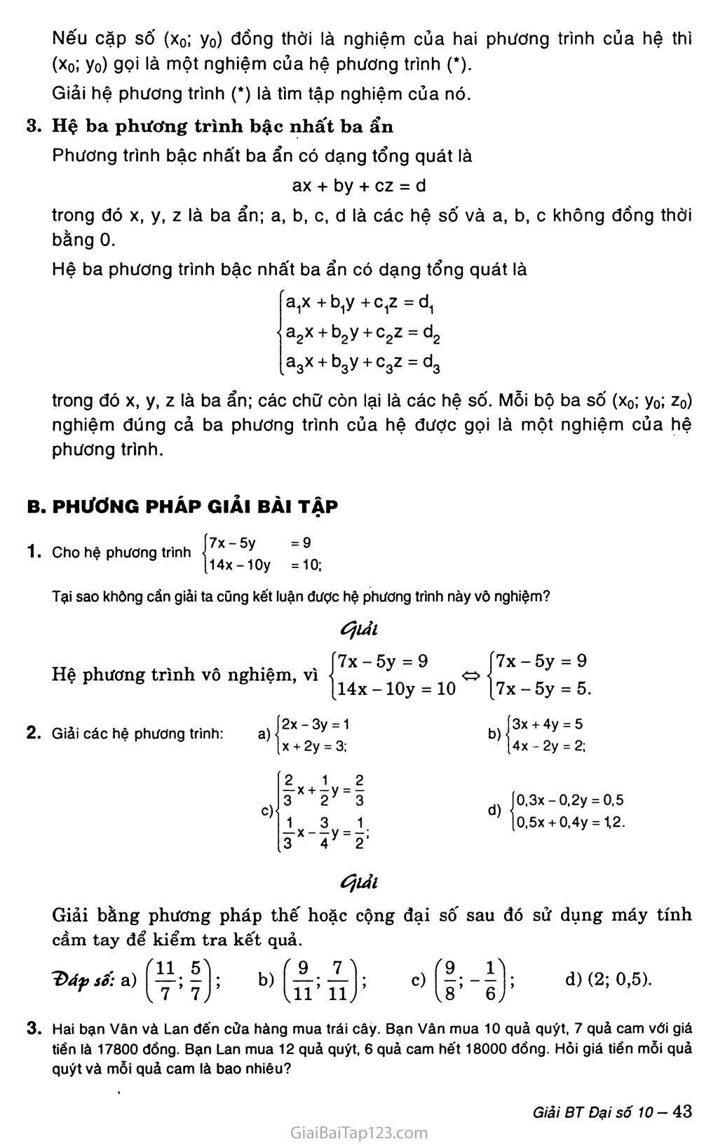 Bài 3. Phươmg trình và hệ phương trình bậc nhất nhiều ẩn trang 2