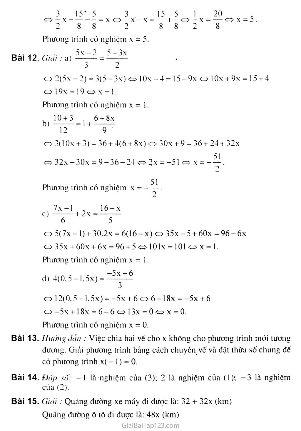 Bài 3. Phương trình đưa được về dạng ax + b = 0 trang 4