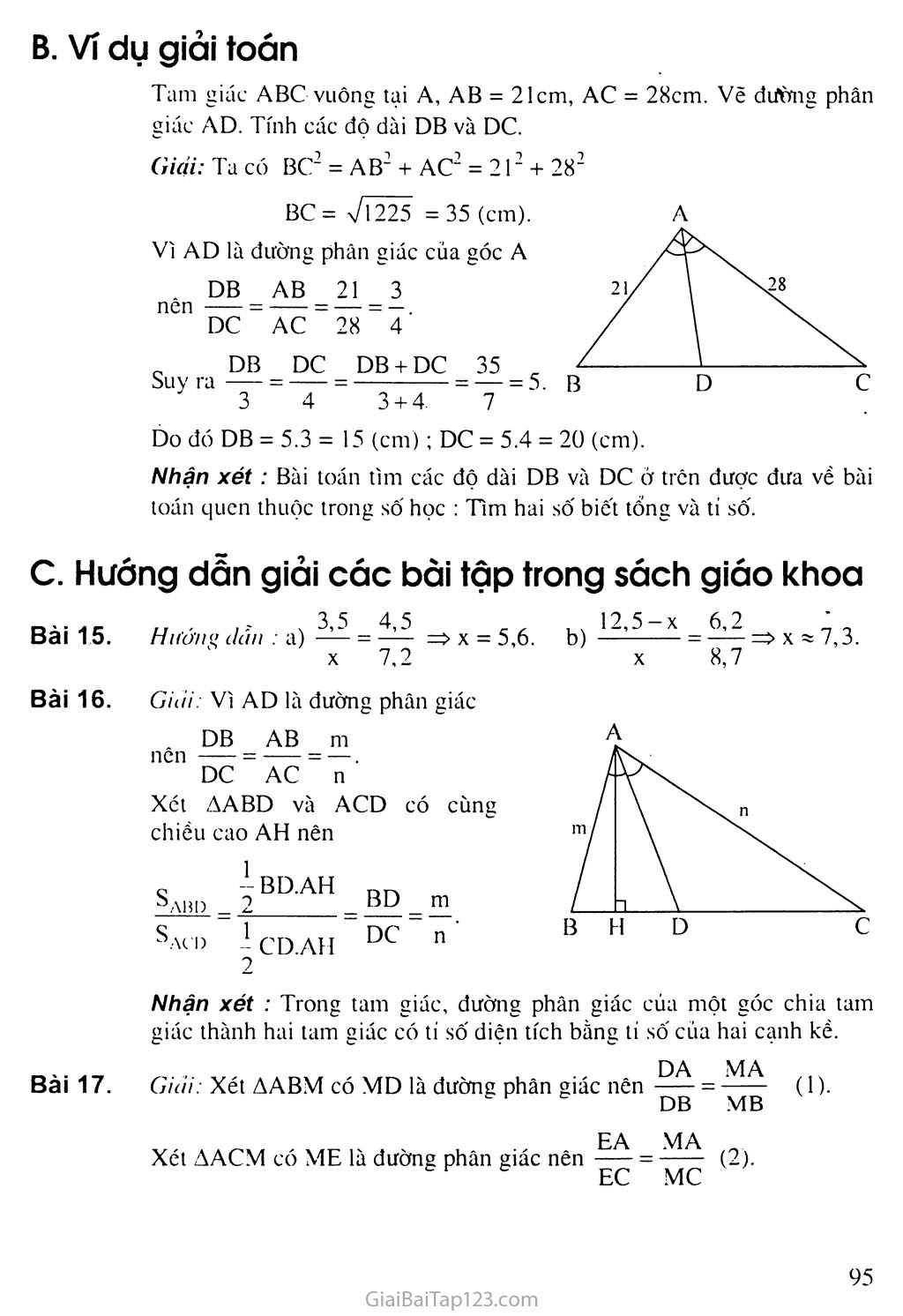 Giải toán 8 Bài 3. Tính chất đường phân giác của tam giác