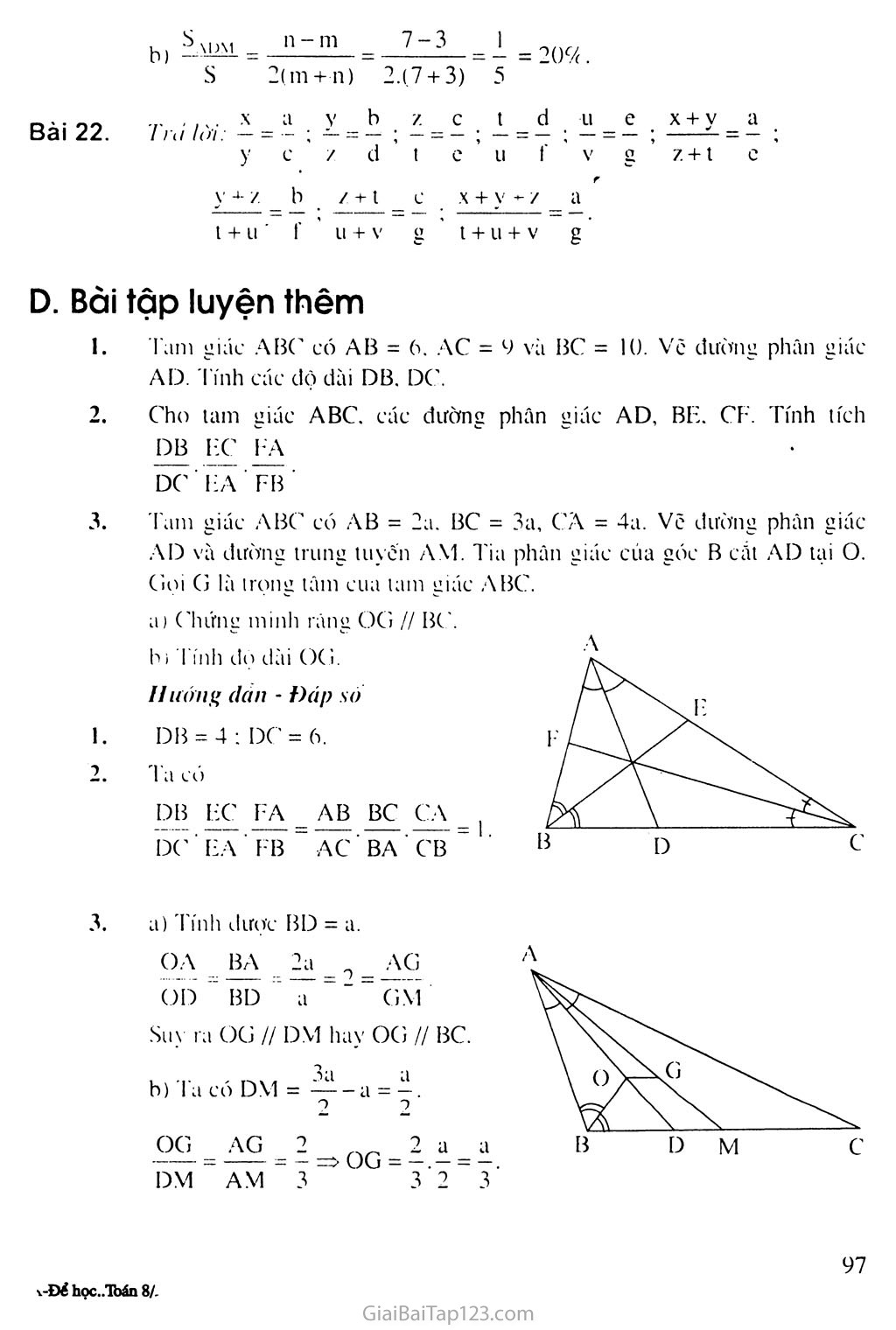 Bài 3. Tính chất đường phân giác của tam giác trang 4