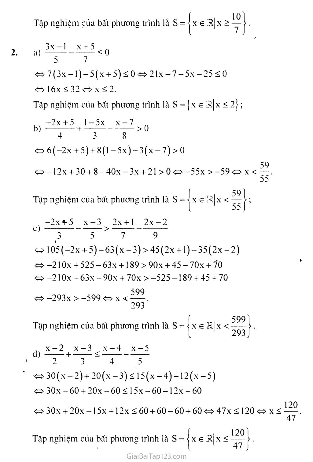 Bài 4. Bất phương trình bậc nhất một ẩn trang 8