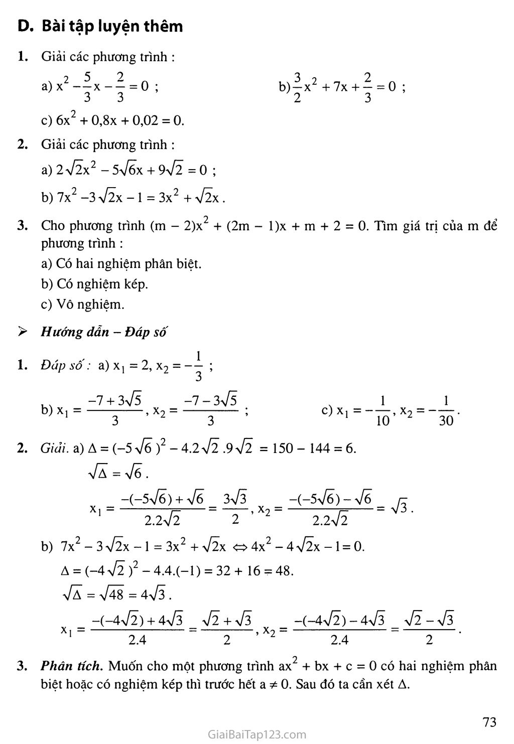 Bài 4. Công thức nghiệm của phương trình bậc hai trang 4