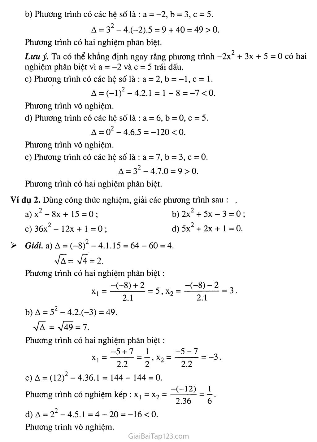 công thức nghiệm phương trình bậc 2
