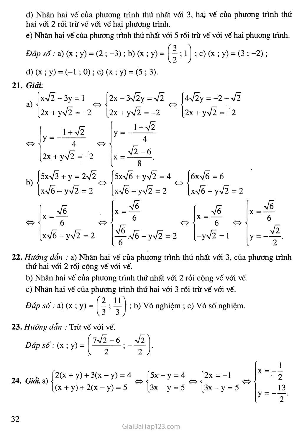 Bài 4. Giải hệ phương trình bằng phương pháp cộng đại số trang 4