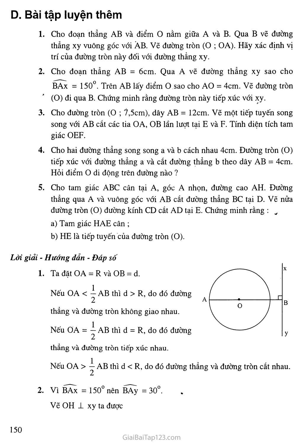 Bài 4. Vi trí tương đối của đường thẳng và đường tròn + 
Bài 5. Dấu hiệu nhận biết tiếp tuyến của đường tròn trang 5