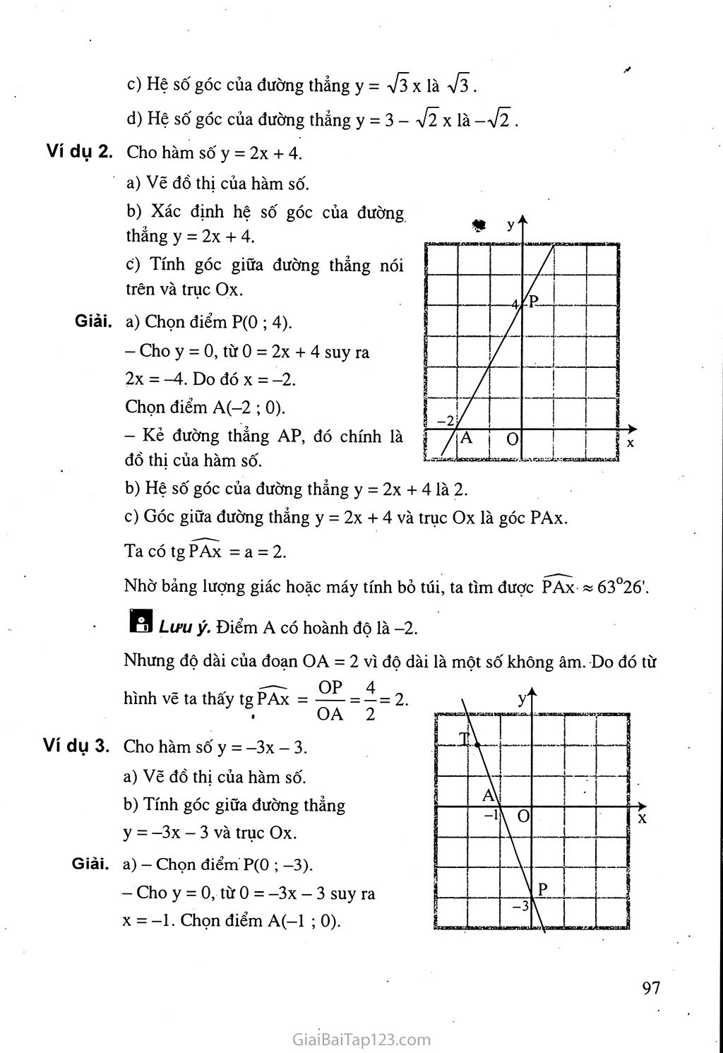 Bài 5. Hệ số góc của đường thẳng y = ax + b (a khác 0) trang 3
