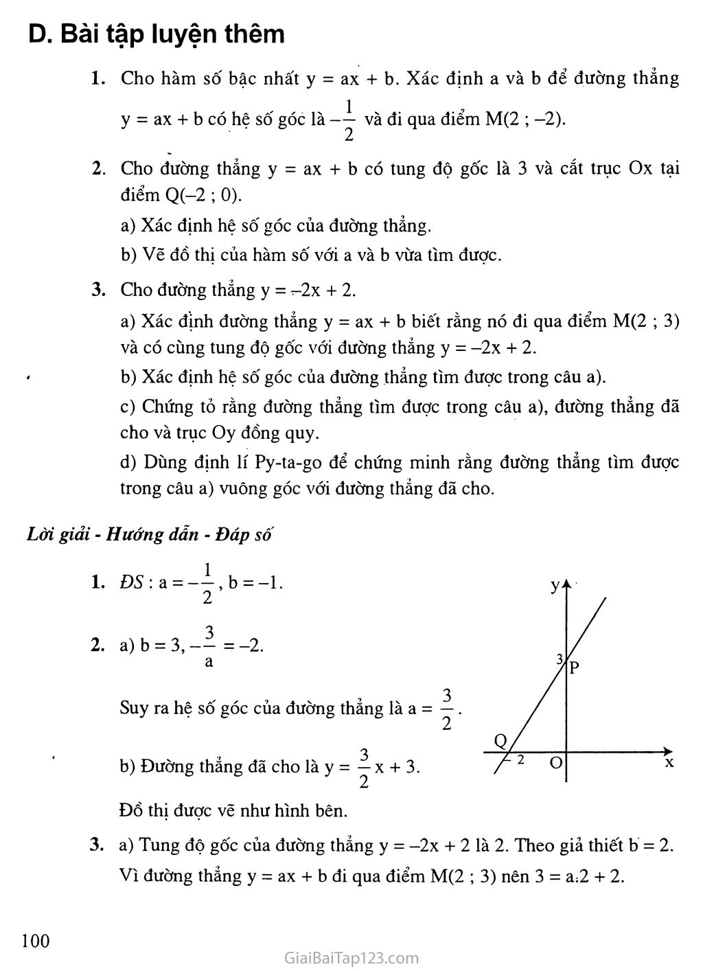 Bài 5. Hệ số góc của đường thẳng y = ax + b (a khác 0) trang 6