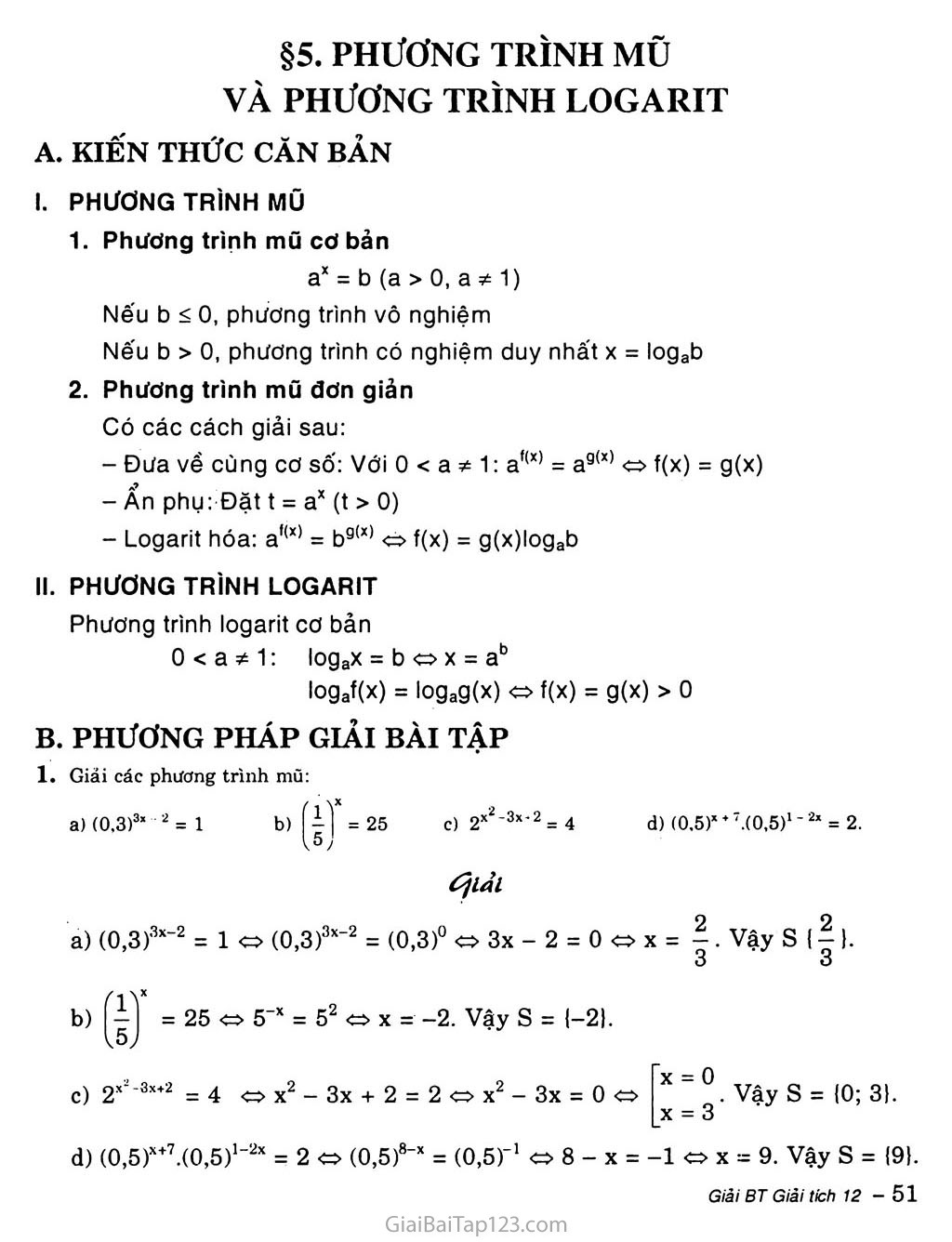 Bài 5. Phương trình mũ và phương trình lôgarit trang 1