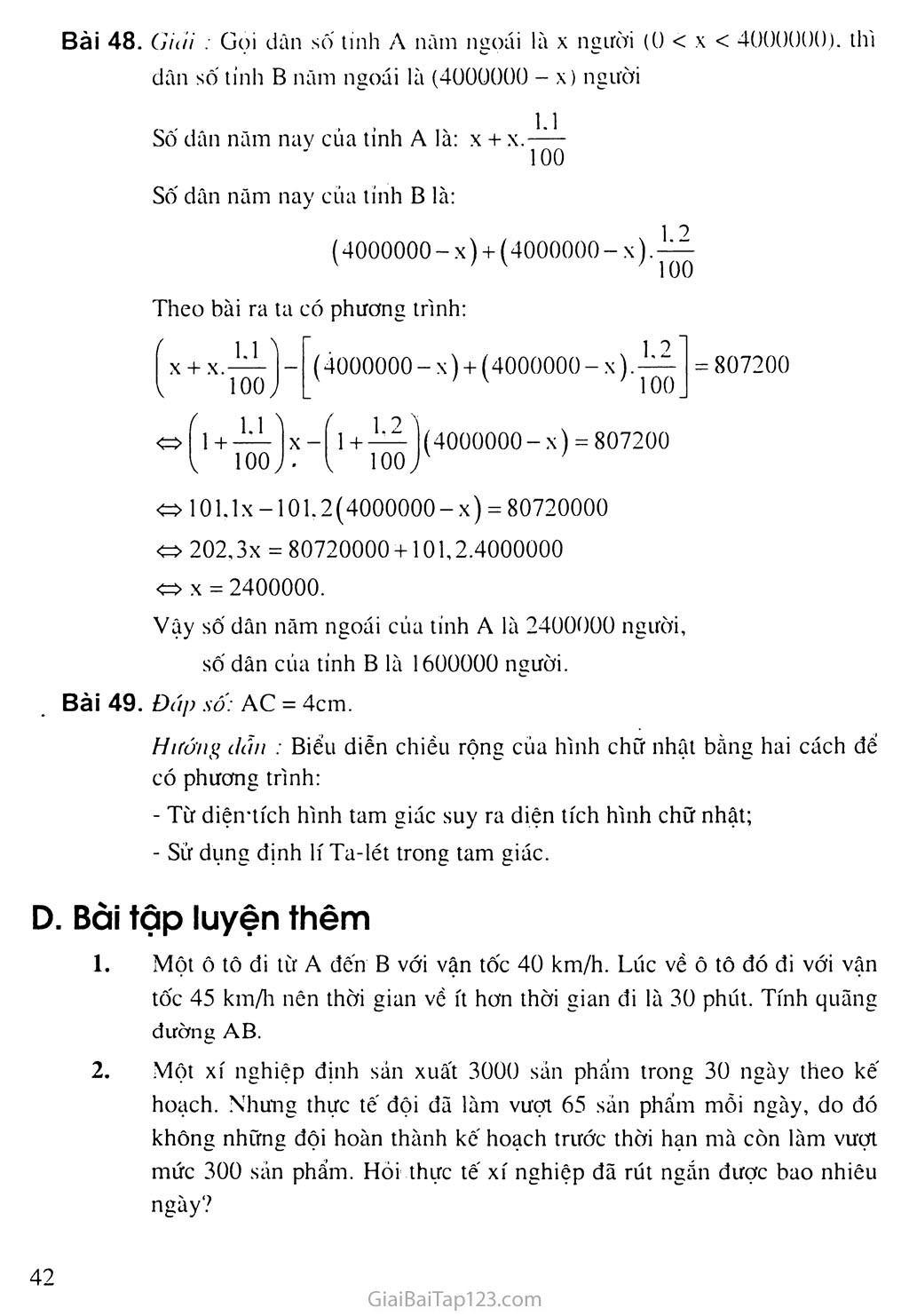 Bài 7. Giải bài toán bằng cách lập phương trình (tiếp) trang 5