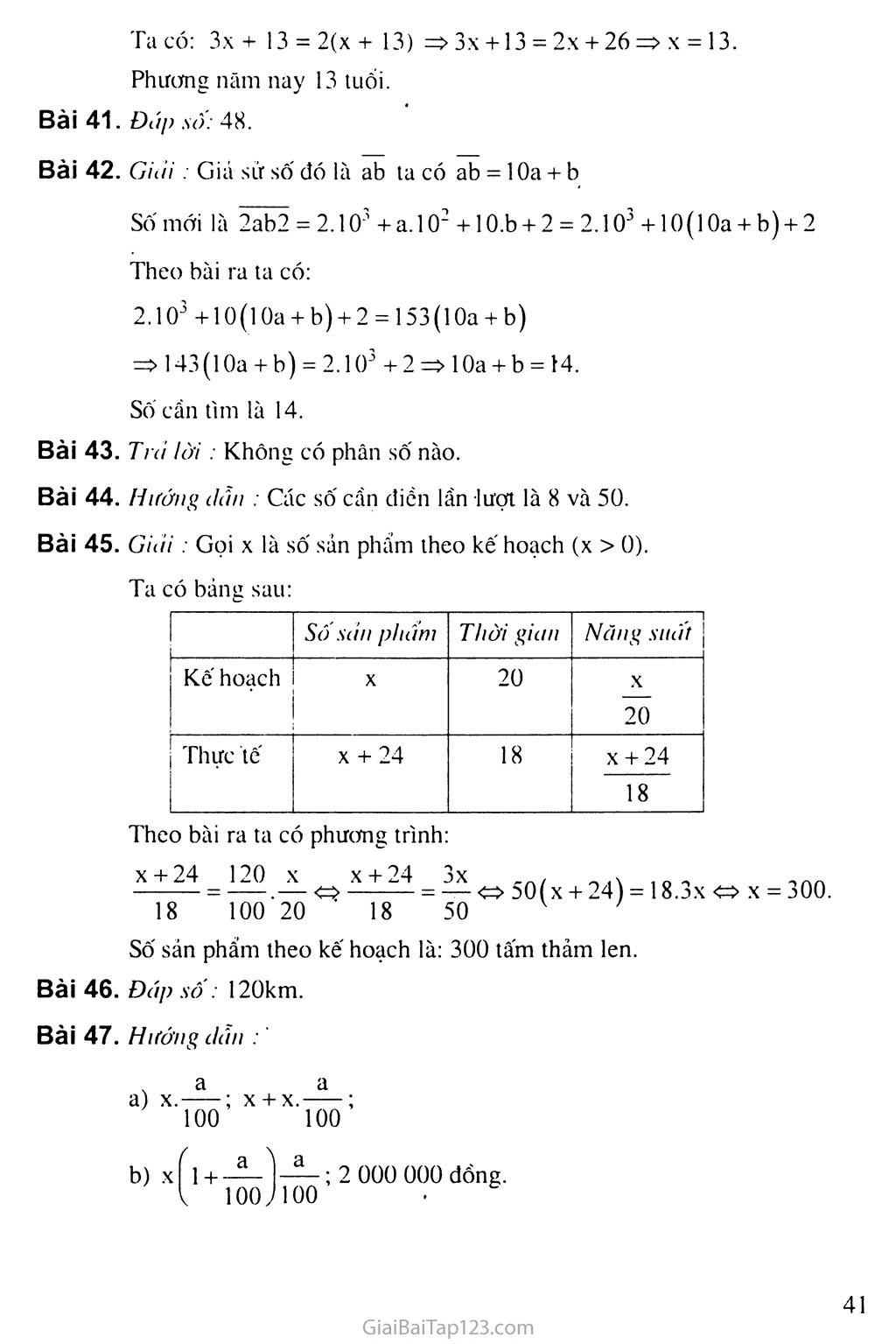 Bài 7. Giải bài toán bằng cách lập phương trình (tiếp) trang 4