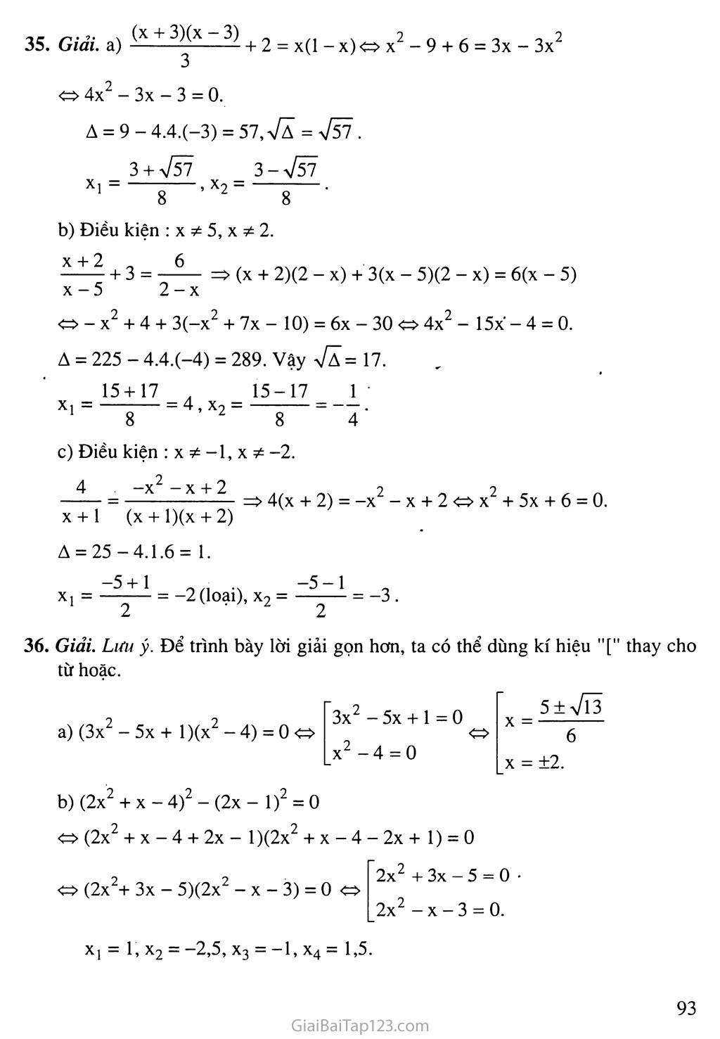 Bài 7. Phương trình quy về phương trình bậc hai trang 7