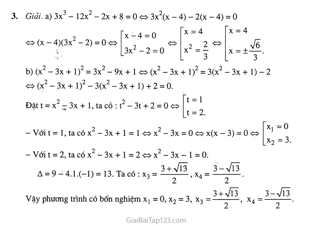 Bài 7. Phương trình quy về phương trình bậc hai trang 13