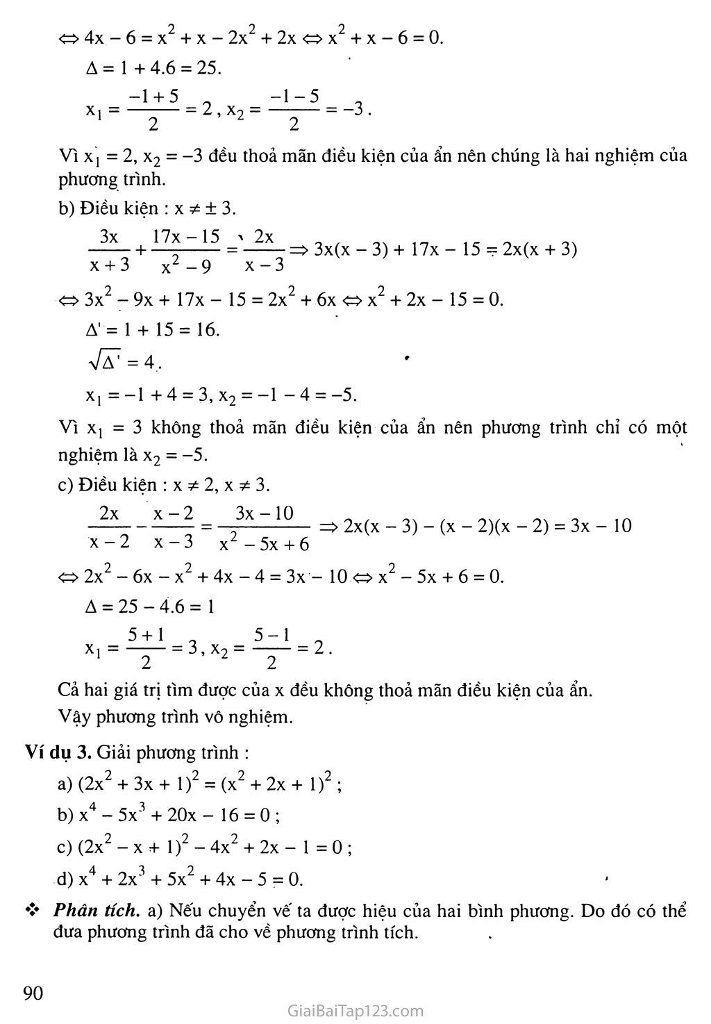 Bài 7. Phương trình quy về phương trình bậc hai trang 4
