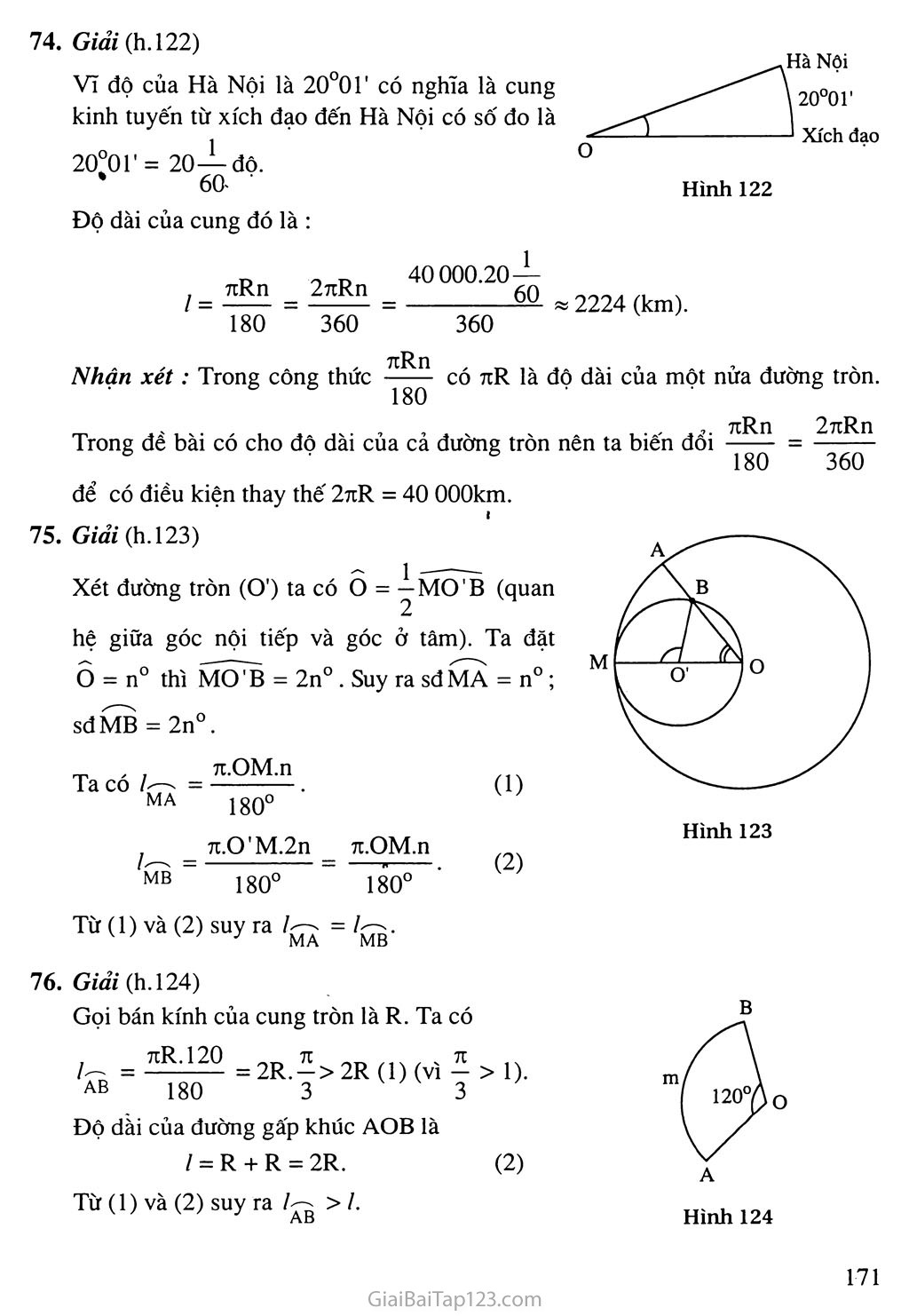 Bài 9. Độ dài đường tròn, cung tròn trang 5