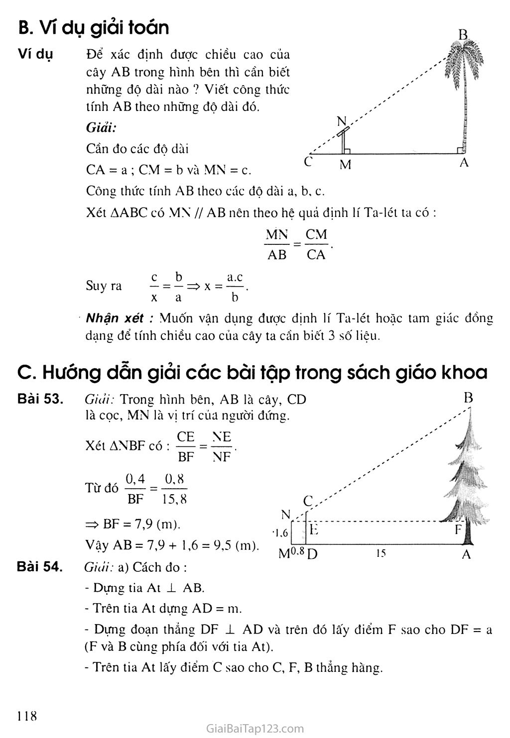 Bài 9. Ứng dụng thực tế của tam giác đồng dạng trang 2