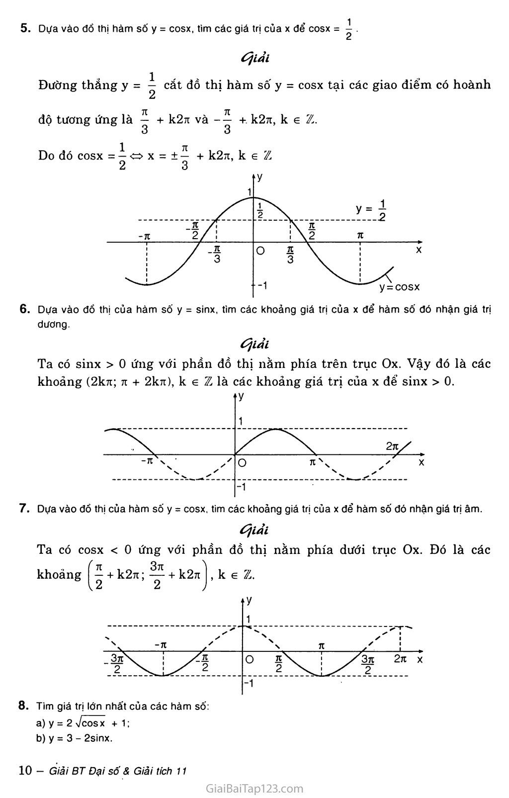 Giải toán 11 Bài 1. Hàm số lượng giác