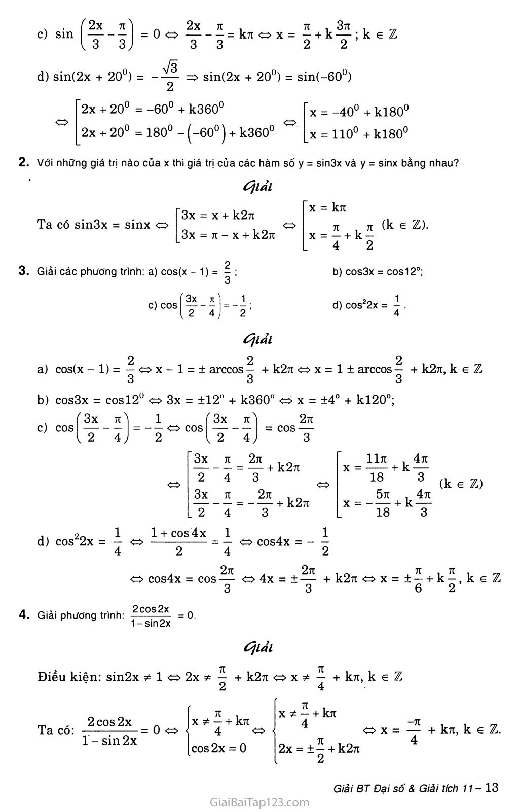 Bài 2. Phương trình lượng giác cơ bản trang 2