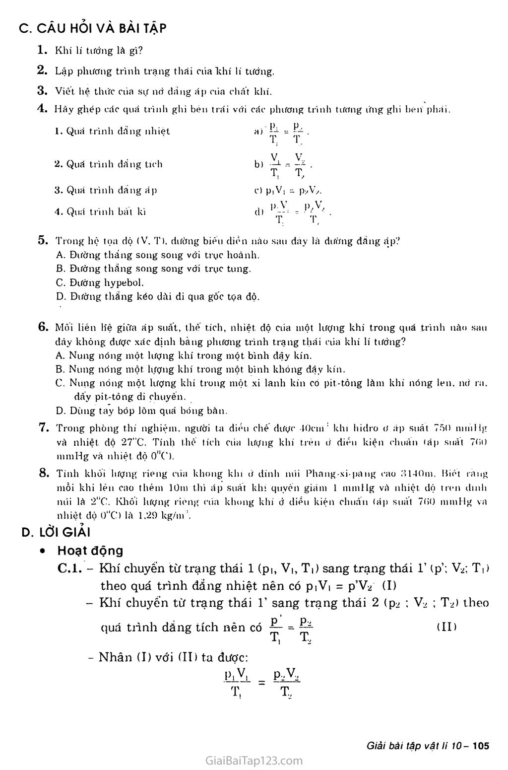 Bài 31: Phương trình trạng thái của khí lí tưởng trang 3