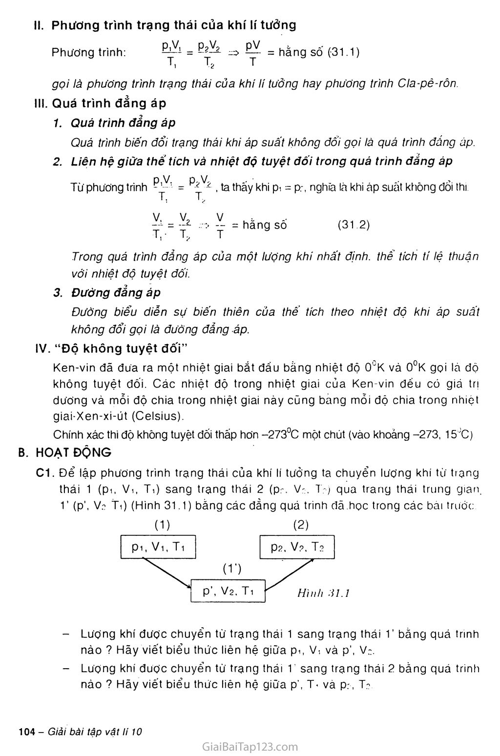 Bài 31: Phương trình trạng thái của khí lí tưởng trang 2